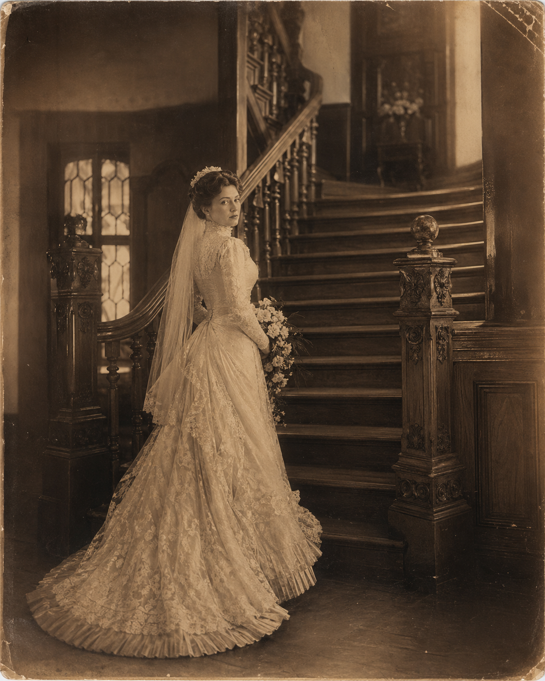 Modern wedding portraits inside the historic venue