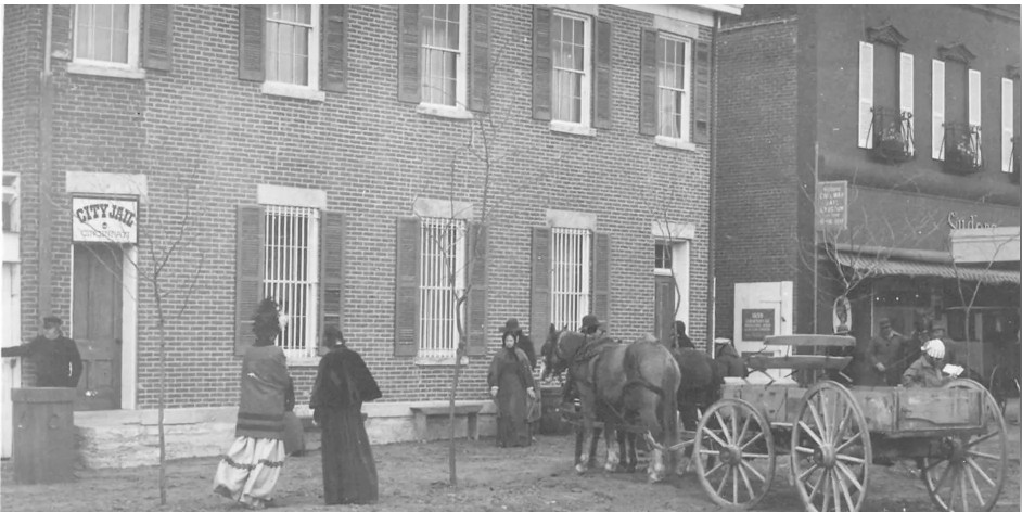 Historic city jail and Liberty Square archive photo